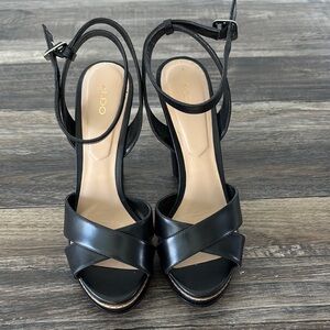 Aldo Black High Heels with Criss-Cross Straps